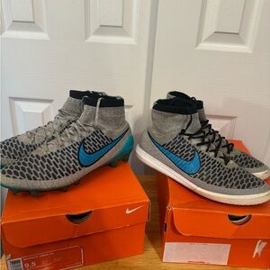 Nike Magista Obra and MagistaX Proximo IC Wolf Grey Indoor Outdoor Soccer Shoes